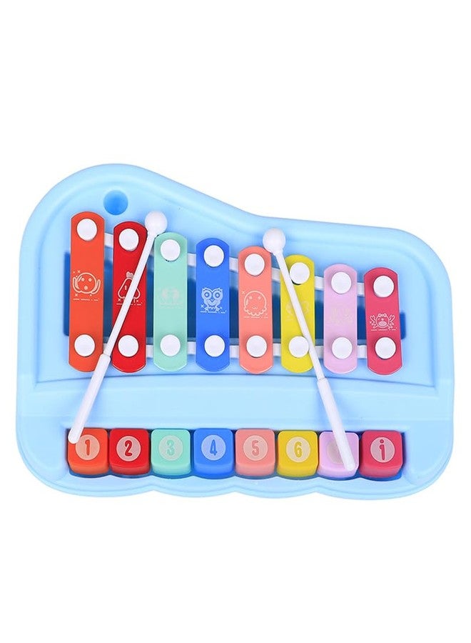 Liyujuping 2 in 1 Piano Xylophone for Toddlers ,8 Multicolored Cause and Effect Toys Baby Xylophone,Musical Instrument Toy Piano for Toddlers (Blue) - Image 1